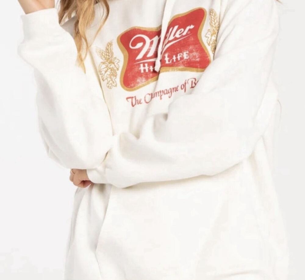 Brew City Brand Miller High Life Champagne of Beers cream hoodie red gold size M